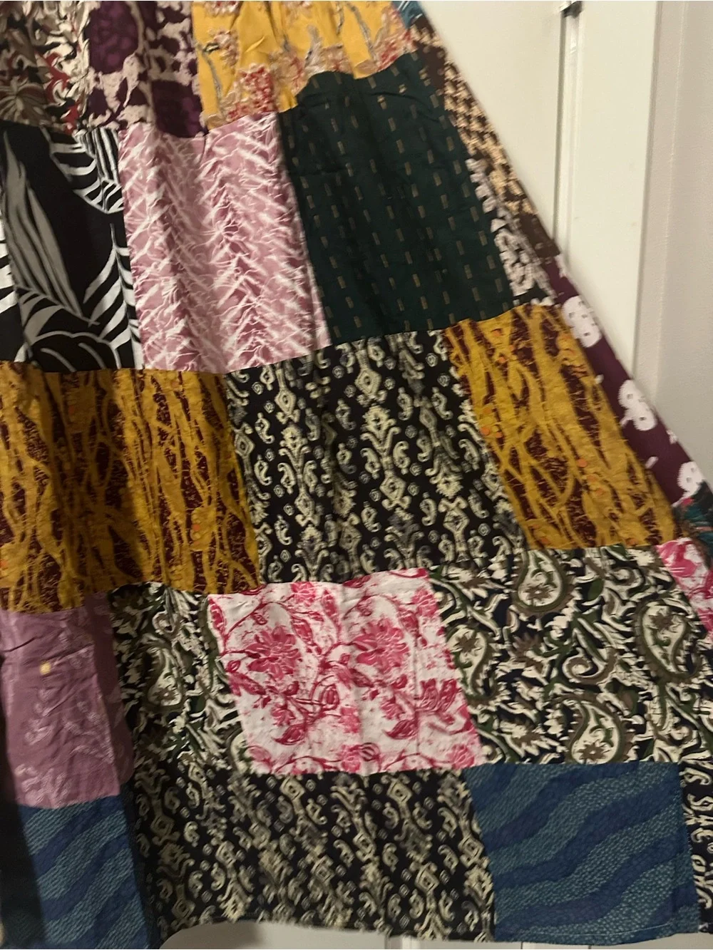 India Boutique Multicolor Patchwork Boho Maxi Skirt